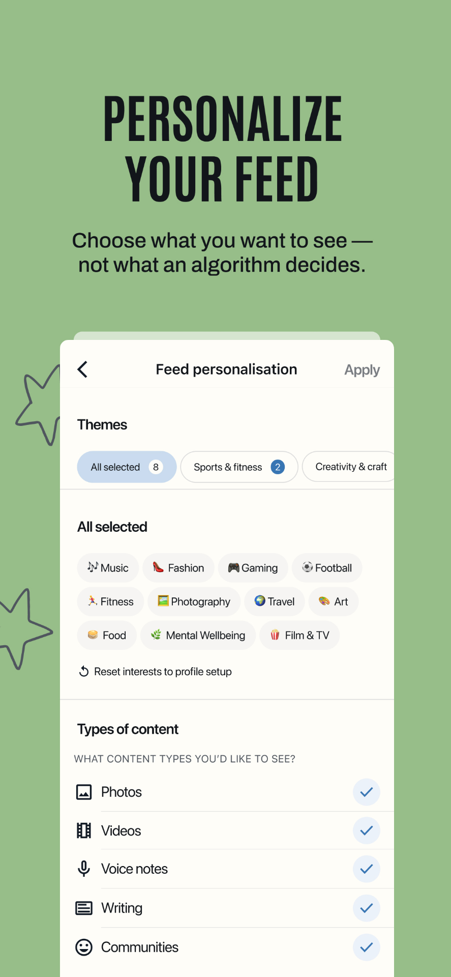 Personalize your feed