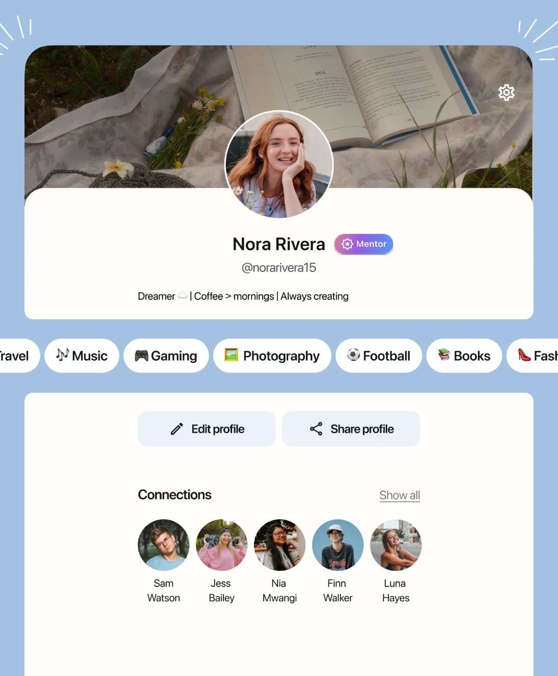 A Tribela profile where community contributions can be recognized